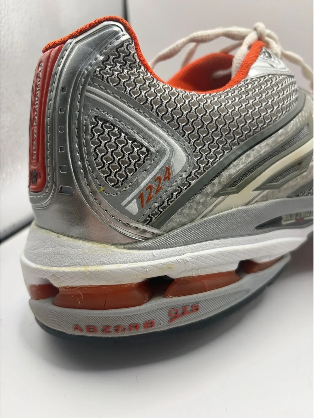 Vintage New Balance 1224 Y2K Mesh Running Shoes Silver Orange Men’s 13
